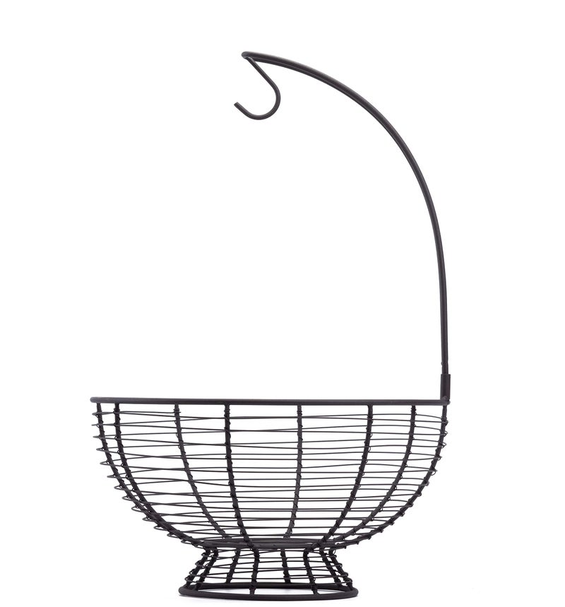 TIEYIPIN [ Extra Large ] TIEYIPIN Fruit Basket Bowl with Banana Hanger, Detachable Wire Banana Holder Hook Kitchen Storage Baskets Stand - Brown - Image 5